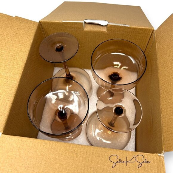 9.8oz Tinted Glass Coupe Drinkware Lt Brown Set - Hearth & Hand Magnolia 2024 - Picture 5 of 6